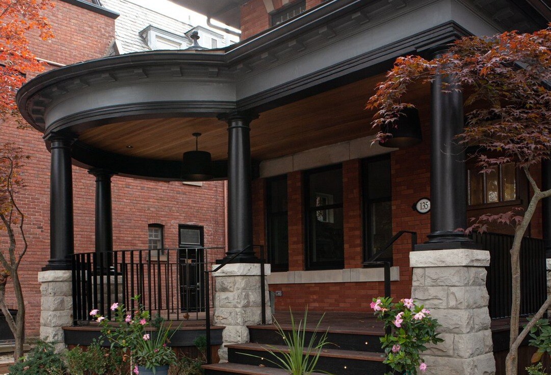 Front exterior of luxury Rosedale, Toronto custom home with brick exterior