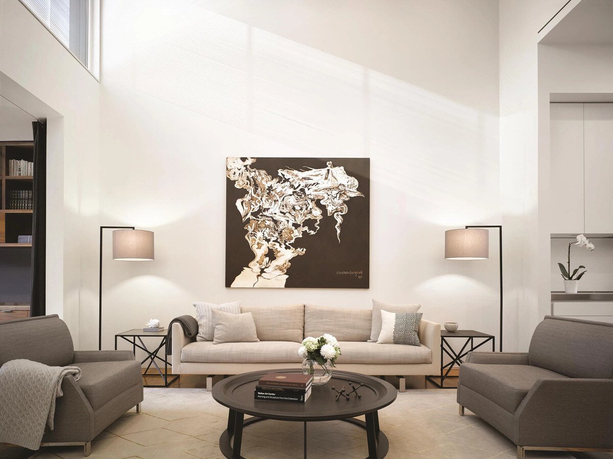 High ceiling living room in Toronto luxury custom home by SevernWoods